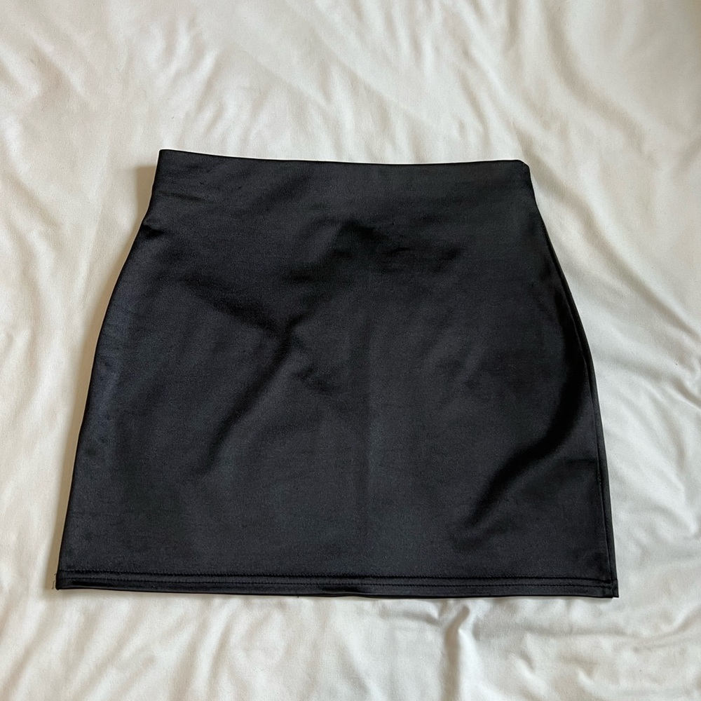 Black Satin Mini Skirt